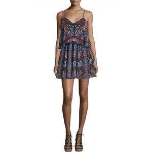 NWT NICHOLAS Sz 2 SLEEVELESS POPOVER MINI DRESS BORDER FLORAL $495
